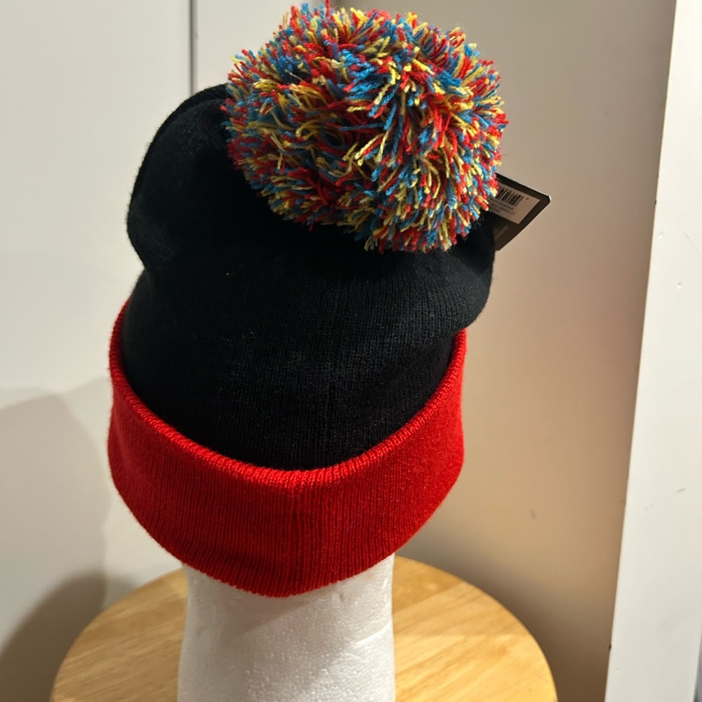 Loungefly Black and Red Beanie with Colorful Pom - Picture 5 of 5